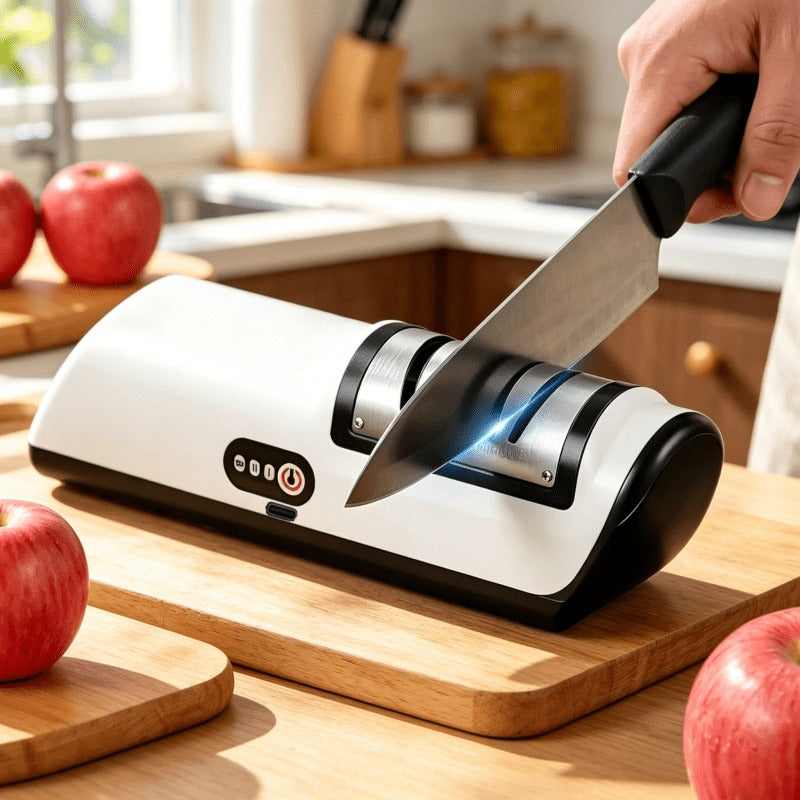 USB Rechargeable Electric Knife Sharpener Professional - Portable Electric Knife Polisher for Chef Knives, Fruit Knives & Kitchen Blades - Fast Sharpening, Multi-Scenario Use, Home & Outdoor