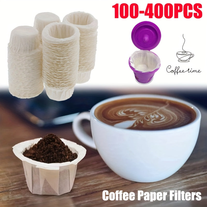 Disposable K Cup Coffee Paper Filters 100-400 Count – Compatible with Keurig Single Serve 1.0 & 2.0 and Reusable K Cup Pods, Heat-Resistant Paper Coffee Filters for Home, Office & Coffee Shops