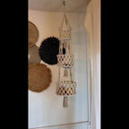 Macrame Hanging Fruit Basket 1/2/3-Tier Boho Wall Storage – Bohemian Hanging Basket for Fruits, Vegetables & Indoor Plants, Kitchen & Home Decor