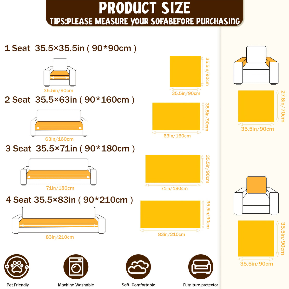 Thick Faux Rabbit Plush Sofa Cover – Soft Non-Slip Washable Pet-Friendly Furniture Protector for Living Room, Bedroom & Office – 4 Colors, Armrest to 4-Seat