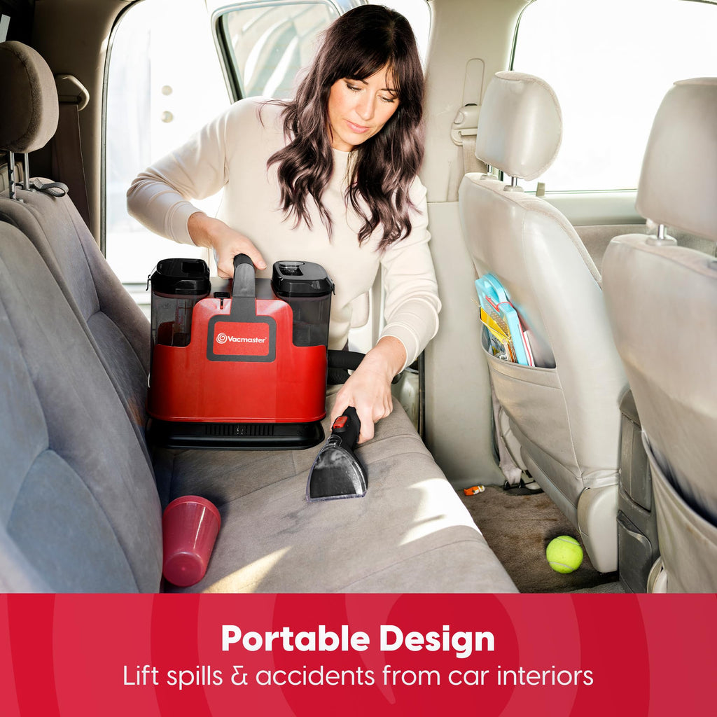 Portable Carpet & Upholstery Cleaner 15KPa – Compact Spot Stain & Odor Remover with Self-Cleaning Tool, 3.5" Tough Stain Brush, 54.1oz Tank & Extra Long Hose for Deep Spot Cleaning Carpets Sofas Cars
