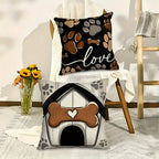 Dog Paw Print Pillow Covers Set of 4, 18x18 Inch Black Double-Sided Rustic Cottage Cushion Covers with Zipper, Outdoor Porch Home Decor Gift for Dog Lovers & Pet Owners