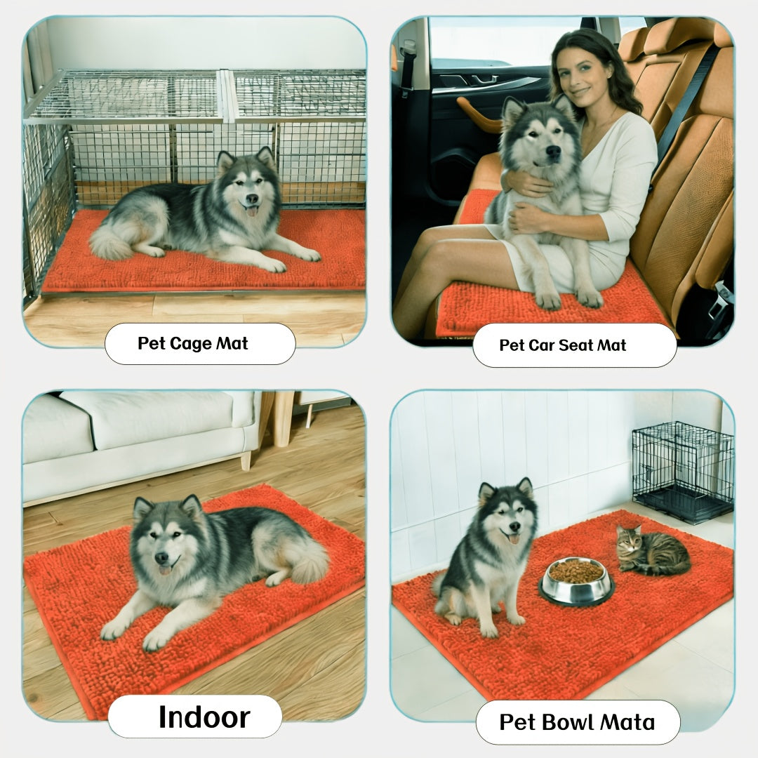 Washable Pet Door Mat Anti-Slip Mud & Paw Print Absorbent Rug – Machine Washable Indoor Entrance Mat for Dog & Cat | 3 Sizes 6 Colors