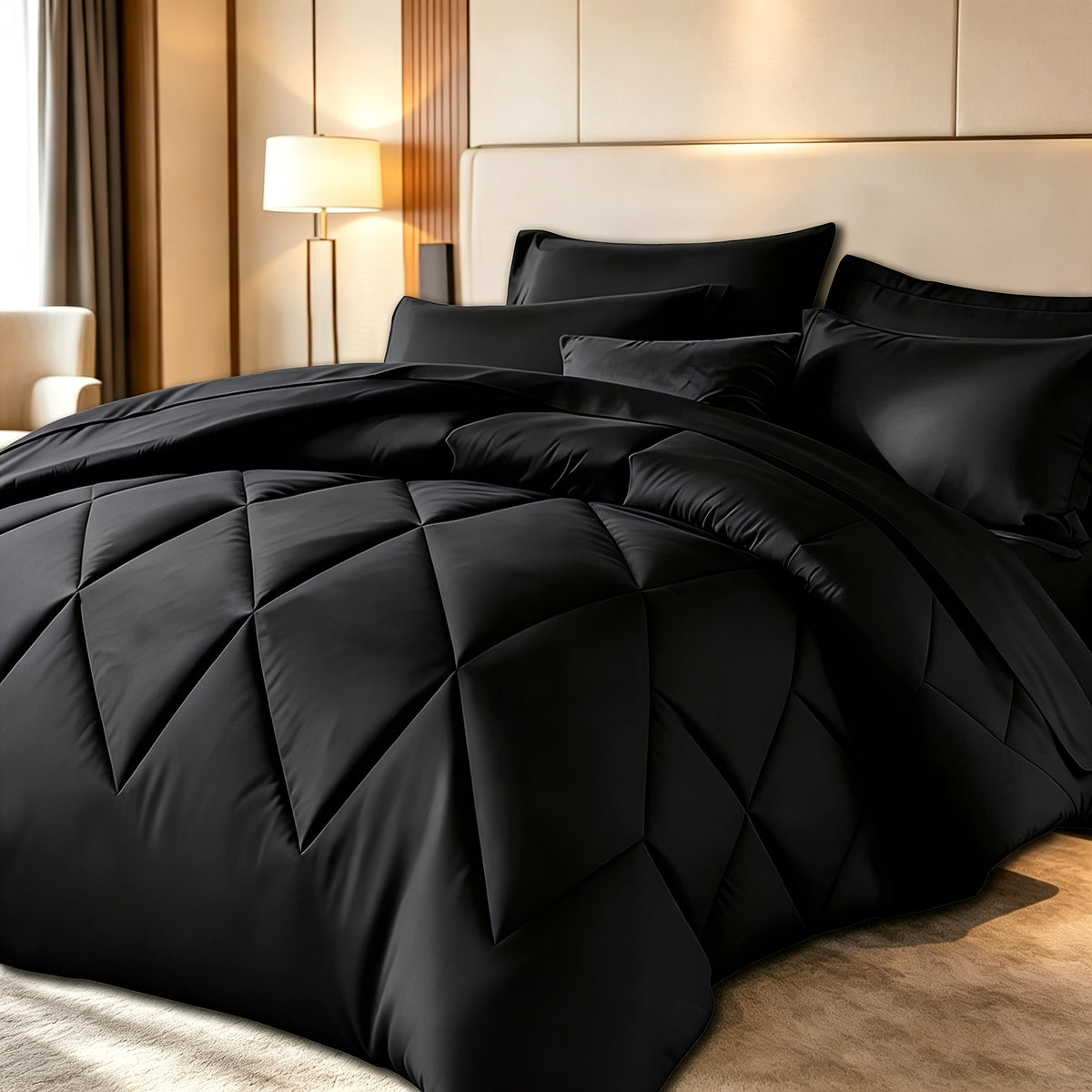 Diamond Pattern Quilt Bedding Set with Pillowcases 2/3 Piece – Soft Breathable Lightweight Comforter Twin Queen King 30+ Colors