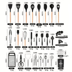 44-Piece Kitchen Cooking Tool Set – Complete Non-Stick Heat Resistant Dishwasher Safe Kitchen Utensils for Beginners & Enthusiasts, Holiday Gift
