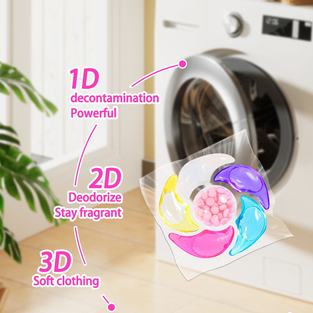 6-in-1 Laundry Detergent Beads with Long-Lasting Fragrance – Laundry Pods for Cleaning & Refreshing, 50 / 100 / 200 Count Value Packs