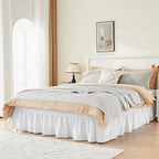 Elastic Wrap Around Bed Skirt No-Lift, 15 Inch Drop Microfiber Dust Ruffle, 30 Fade-Resistant Colors, Machine Washable, Twin Full Queen King Size