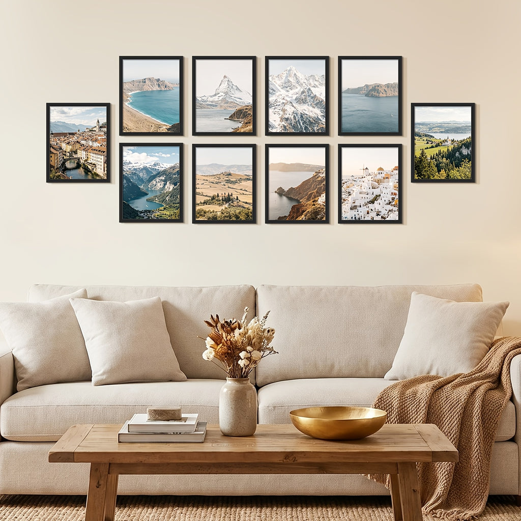 Black Picture Frames 11x14 Bulk Set 10pcs – Fits 8x10 with Mat or 11x14 Without, HD Acrylic Cover, Easy Wall Mounting, Multi Photo Frame Collage for Home, Office & Gallery Wall Display