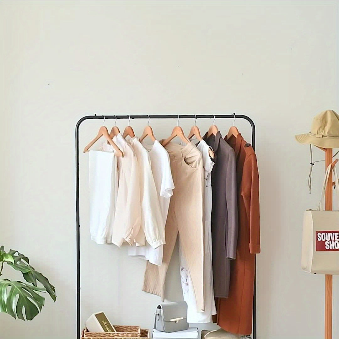 Heavy Duty Portable Clothes Rack with Bottom Metal Shelf – Large Capacity Coat & Shirt Organizer, Easy Assembly, 39.5" x 61.3", Black White Grey Gold