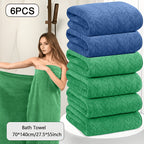 Oversized Striped Bath Towel Set – Absorbent Quick-Dry Adult Bath Towels for Spa, Hotel & Home | Available as Single or 6-Piece Set | Multiple Colors