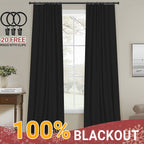 Blackout Curtains for Living Room & Bedroom - 100% Blackout Textured Panels, Thermal Insulated, Rod Pocket & Clip Rings, Multiple Sizes & Colors