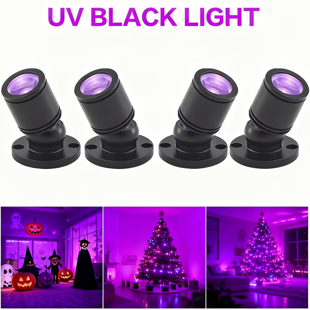 USB UV Black Light LED Mini Spotlights – Connectable 1W UV-A Blacklight for Glow Party, Bedroom Decor, Posters, Halloween & Pet Urine Detection – 2, 4 or 6 Pack