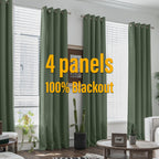 Blackout Curtains 4 Panel Set Grommet Textured for Bedroom & Living Room – 100% Room Darkening Thermal Insulated Luxury Drapes, 11 Colors & 5 Lengths