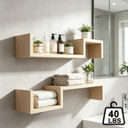 Floating Wall Shelves 22.8" – Set of 2 Creative Wall-Mounted Display Shelves with Reinforcement Plate, Heavy-Duty Bearing, Easy Install for Bedroom, Living Room, Bathroom & Kitchen