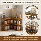 Corner Shelf Organizer – 2 & 3 Tier Triangular Wood Shelf for Kitchen, Coffee Bar, Desk & Wall Corner Storage | Rustic Farmhouse Style