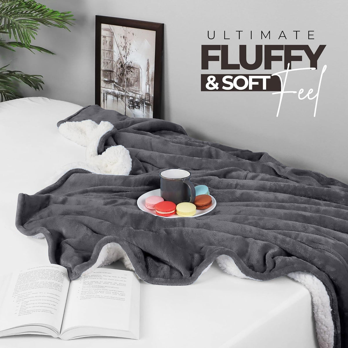 480GSM Heavy Sherpa Fleece Blanket Double-Sided Reversible Warm Throw for Couch Bed Office Travel All Season Comfort Sofa Decoration Holiday Gift