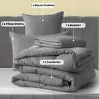 5-Piece Comforter Set – Reversible Quilted Down Alternative Bedding Set with Pillow Shams, Bed Skirt & Cushion | All Season | Twin, Queen, King