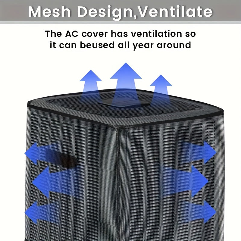 AC Cover Outdoor Heavy Duty Central Air Conditioner Unit Cover Breathable Mesh Adjustable Buckle Straps Debris Bug Leaf Rain Snow UV Protection Residential Commercial XS S M L