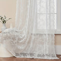 Boho Floral Lace Curtain Panels Set of 2 – Semi-Sheer Light Filtering, Rod Pocket, Pastoral Vintage Style for Bedroom Living Room Kitchen, 6 Sizes 4 Colors