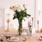 TOMNK Bulk Clear Cylinder Glass Vases 12/20/24pcs in 4-5 Sizes – Tall Boho Flower Vase Set for Wedding Centerpieces, Rustic Home Decor, Formal Dinners, Parties & Hurricane Floating Candle Holders