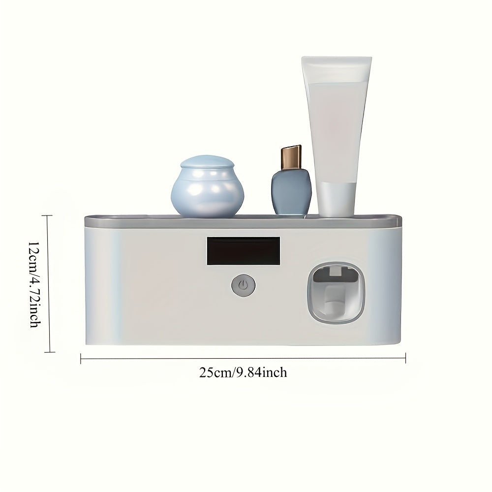 Wall Mounted Toothbrush Holder No Drill 4 Slot Bathroom Toothpaste and Toothbrush Storage Rack Modern Bathroom Organizer White Grey Space-Saving Bathroom Accessories