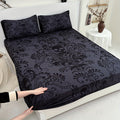 Gothic Skull Fitted Sheet Set 3-Piece – Victorian Baroque Black & Gray Skull Pattern, Deep Pocket 15", Machine Washable Hypoallergenic Bedding, Twin Full Queen King