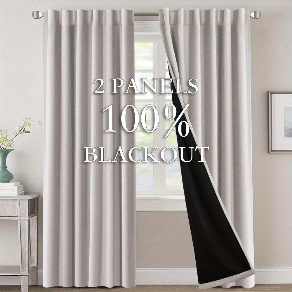 Blackout Curtains 2 Panels 100% Room Darkening 96 Inch Long – Triple Weave Thermal Insulated Back Tab & Rod Pocket Window Drapes for Bedroom & Living Room