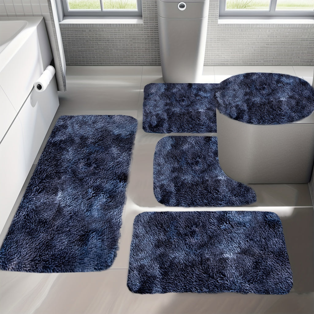 Soft Velvet Bath Rug Set Non-Slip Water Absorbent Machine Washable Bathroom Mat 3 4 5 6 Piece Sets Multiple Colors