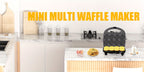 Mini Waffle Maker Makes 8 Bite-Size 2-Inch Waffles Dual Non-Stick Plates Cool Touch Handle Compact Family Breakfast Maker