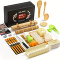 Sushi Making Kit for Beginners with Bamboo Rolling Mats, Sushi Bazooka, Onigiri Mold, Rice Paddle & Chopsticks - Complete DIY Sushi Roll Maker Set, Fun Kitchen Gift