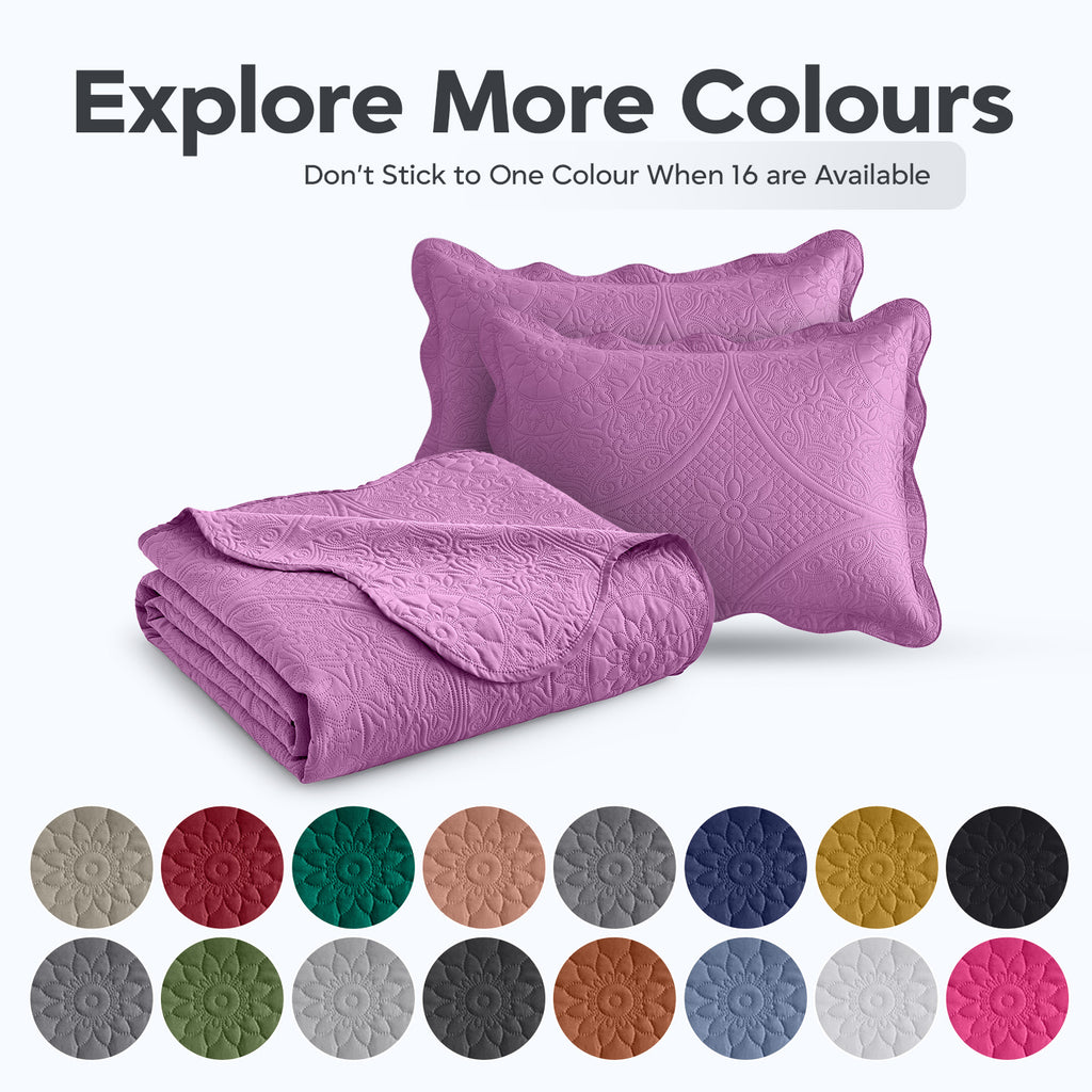 Luxury Quilted Bedspread Set 3 Piece Floral Coverlet with Pillow Shams Breathable Lightweight All Season - Twin Queen King California King 16 Colors