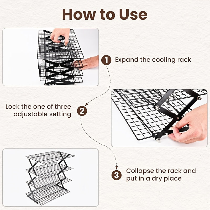 Wire Cooling Rack Set Collapsible Stainless Steel with Muffin Cup Slots - Baking Rack for Cakes, Cupcakes, BBQ & Drying, Stackable Oven Safe Cooling Grid