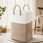 Woven Cotton Rope Laundry Basket Jumbo Size 10.57–26.42 Gal, Multifunctional Storage Bin for Dirty Clothes Blankets Toys – Bathroom Living Room Bedroom Hamper, Bohemian Home Decor Laundry Organizer