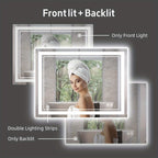 LED Bathroom Mirror with Anti-Fog, Dimmable 3-Color Lights & Stepless Brightness – Wall Mounted Vanity Mirror 24x36, 28x48, 32x40 Inch