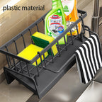 Kitchen Sink Caddy with Drainage & Removable Brush Holder – Sink Organizer for Sponge, Soap, Dishwashing Brush & Scrubber | Counter Basket Tray for Clean & Clutter-Free Kitchen Sink