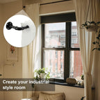 Adjustable Industrial Black Pipe Curtain Rod 1 Inch Wrap-Around with Brackets, Indoor Outdoor Patio Room Divider, 4 Sizes 28-45in to 28-84in