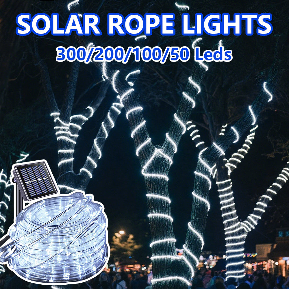 Solar String Lights Outdoor 36FT 100 LED with 8 Lighting Patterns, Waterproof Solar Powered Fairy Lights for Patio, Garden, Trail, Pool, RV, Aquarium, Christmas & Halloween Decoration, Multicolor Warm White