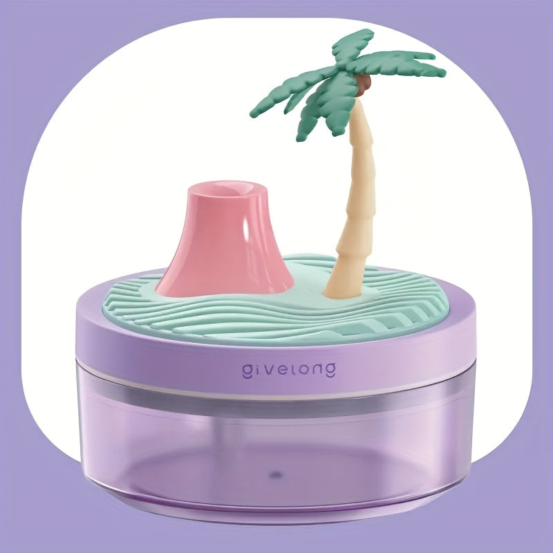 Mini Humidifier Cute Cactus & Coconut Tree Desktop Design - Small Cool Mist Humidifier for Bedroom Nightstand Office Desk, Silent USB Humidifier, Air Humidifier Home Decor Gift
