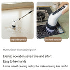 Electric Rotary Scrubber Cordless with 8 Replaceable Brush Heads – Dual Speed USB Rechargeable Power Scrubber, Adjustable Detachable Handle, Swivel Head for Bathroom, Bathtub, Tile, Floor & Shower Cleaning
