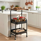 3-Tier Rolling Storage Cart with Wheels – Detachable Shelves, Portable Multi-Tier Rack for Kitchen, Bedroom, Bathroom & Snack Storage | Household Utility Cart