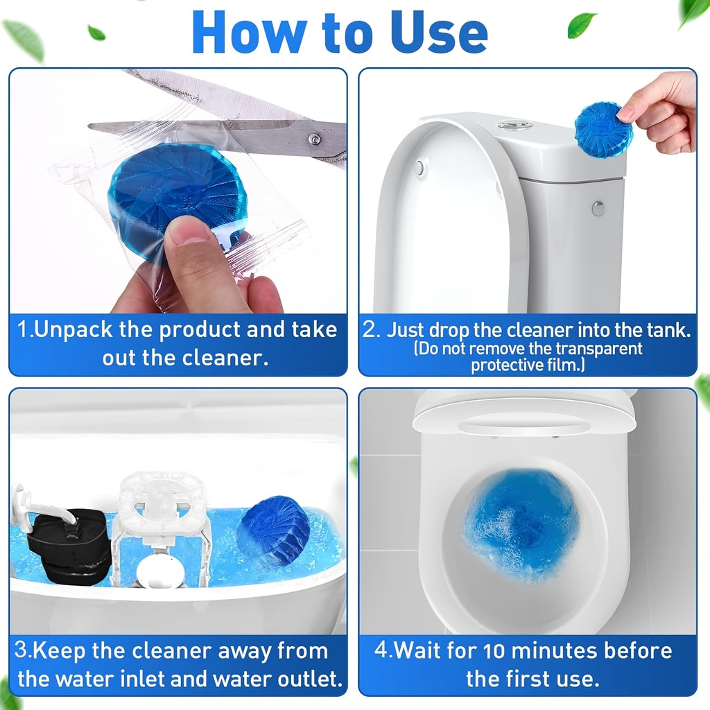 Jasmine Scent Automatic Toilet Bowl Cleaner Tablets 48-Pack – Low Odor, Plastic-Surface Safe, Powerful Stain Removal & Long-Lasting Deodorizing for Home & RV Toilets
