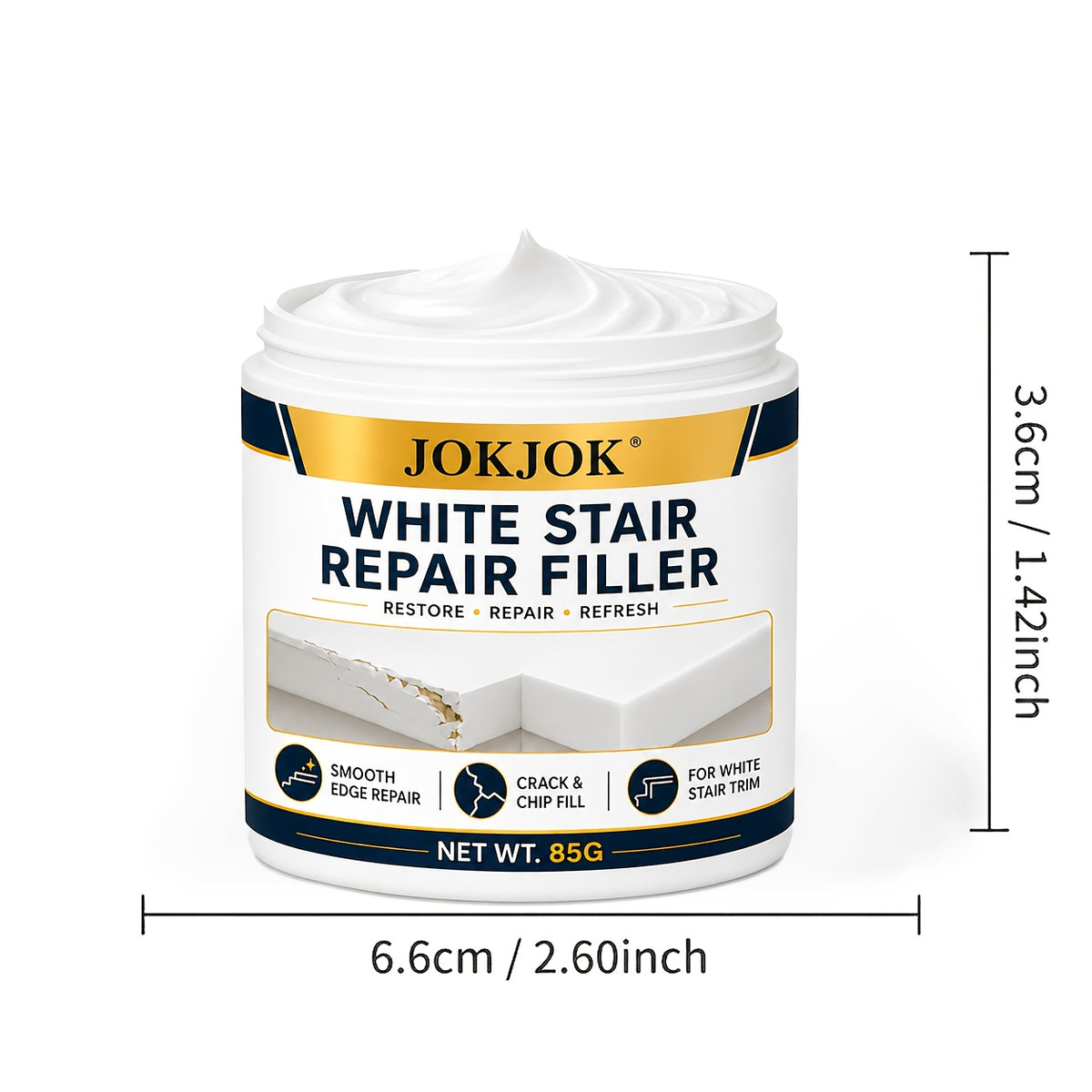 White Wood Repair Paste for Door Frames, Trim & Furniture Edges, Covers Chips, Scuffs & Surface Damage for a Smooth Clean Finish, Wood Frame Filler for Walls, Baseboards & Molding