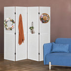 5 FT Freestanding Pegboard Room Divider | Wood Folding Privacy Screen & Display Board Organizer with Support Feet – White, Black, Natural, Grey | Craft Shows, Retail & Home