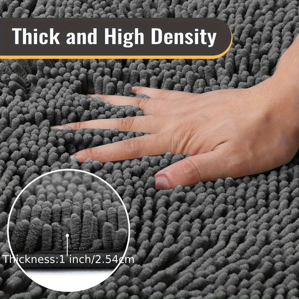 Chenille Bathroom Rug Extra Soft Absorbent Bath Mats for Bathroom Floor – Non-Slip, Water Absorbent, Machine Washable Bath Mat