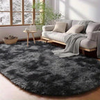 Oval Plush Area Rug Anti-Slip Machine Washable Soft Carpet 2x4 Ft Bedroom Living Room Home Decor