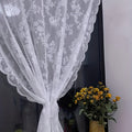 Vintage Lace Door Curtain with Wave Edge – Semi-Sheer Floral Embroidered Rod Pocket Panel for Home, Hallway & Outdoor | White, Black & Green