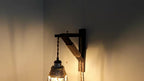 Plug-In Wall Sconces Farmhouse Rustic Metal Cage with Wooden Bracket – Hanging Lamps That Plug Into Wall Outlet for Bedroom, Living Room & Headboard – 1 or 2 Pack