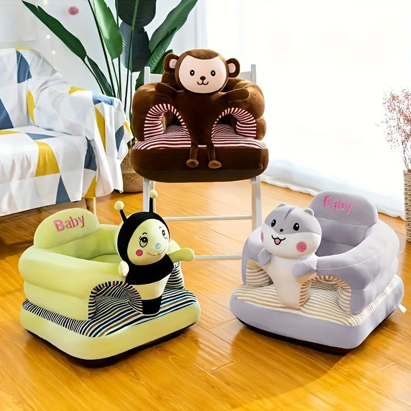 Kids Cartoon Sofa Chair Soft Thickened Toddler Seat – Cute Animal Design (Monkey, Elephant, Duck & More), Safe Learn-to-Sit Baby Chair, Portable Space-Saving Kids Furniture