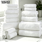 16-Piece Ultra-Soft Coral Fleece Bath Towel Set – 4 Bath Towels, 6 Hand Towels & 6 Washcloths | Quick-Dry, Highly Absorbent | Home, Hotel & Spa