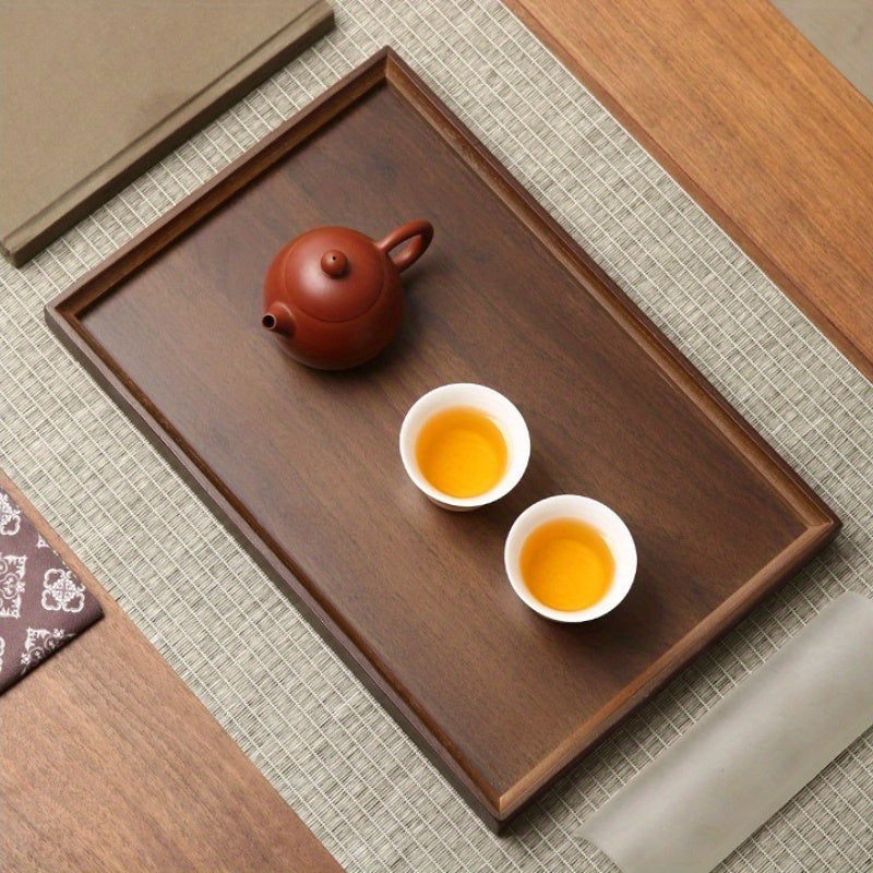 Dark Walnut Bamboo Serving Tray Rectangular Vintage Bamboo Composite Water Resistant for Home Restaurant Hotel Display Size S M L XL